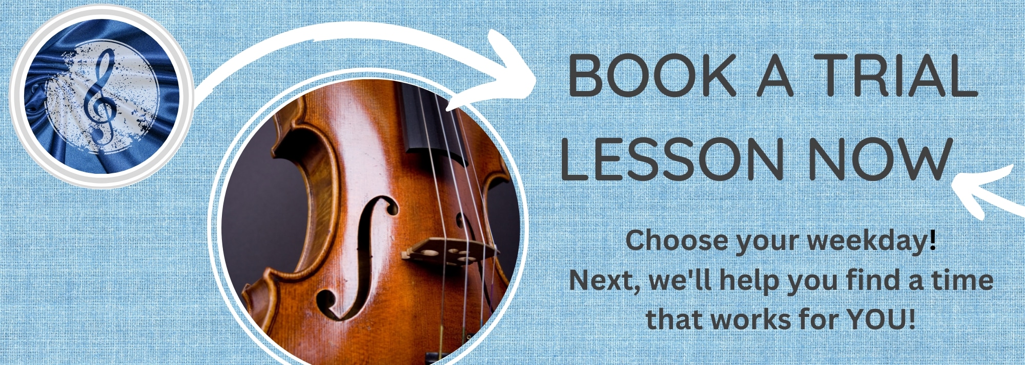 BOOK A TRIAL LESSON VIOLA 7 × 25 in